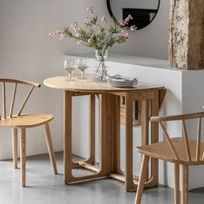 Oak Round Drop Leaf Dining