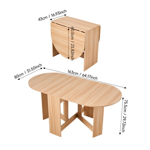 Oval folding table - folding, drop